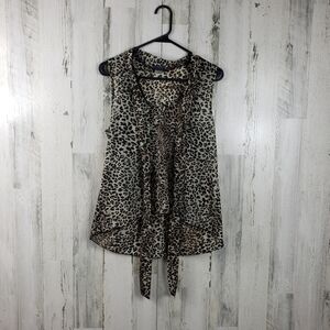 dots sheer cheetah print top women's size medium
